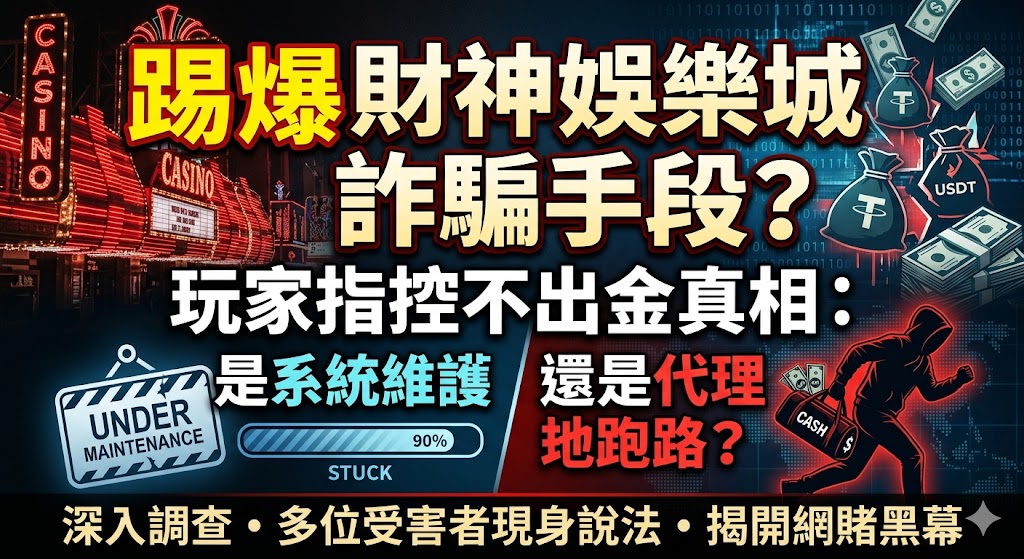 踢爆財神娛樂城詐騙手段？玩家指控不出金真相：是系統維護還是代理跑路？