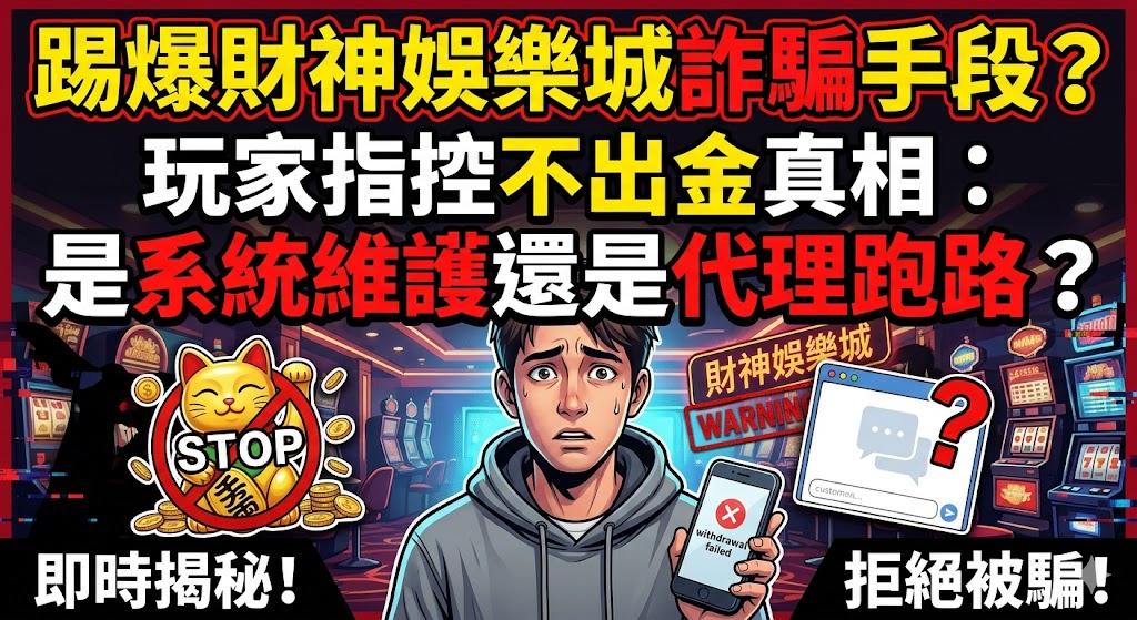 踢爆財神娛樂城詐騙手段？玩家指控不出金真相：是系統維護還是代理跑路？